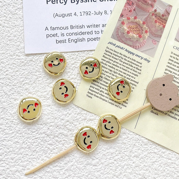 Zinc Alloy Smiley Irregular Round Beaded Diy Handmade Bracelet Necklace Mobile Phone Chain Accessories With Lines Pattern And Electroplating Treatment