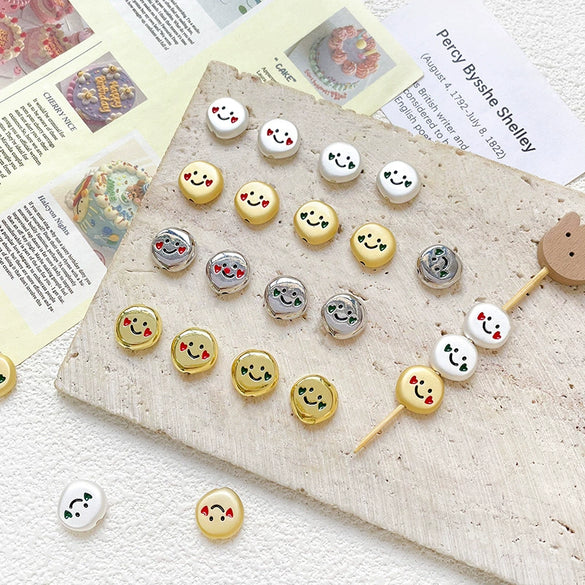 Zinc Alloy Smiley Irregular Round Beaded Diy Handmade Bracelet Necklace Mobile Phone Chain Accessories With Lines Pattern And Electroplating Treatment
