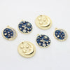 Zinc Alloy Star And Moon Round Coin Pendants With Dripping Oil Finish For Diy Jewelry Making Accessories
