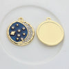 Zinc Alloy Star And Moon Round Coin Pendants With Dripping Oil Finish For Diy Jewelry Making Accessories