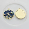 Zinc Alloy Star And Moon Round Coin Pendants With Dripping Oil Finish For Diy Jewelry Making Accessories