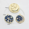 Zinc Alloy Star And Moon Round Coin Pendants With Dripping Oil Finish For Diy Jewelry Making Accessories