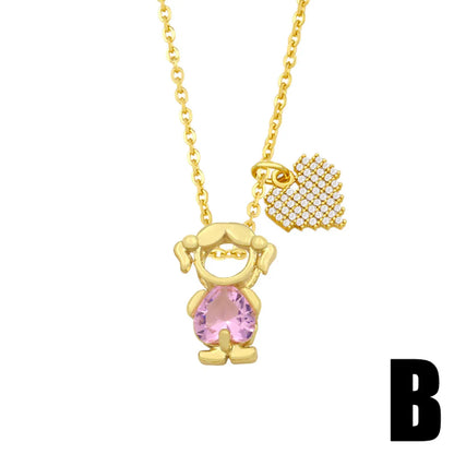 Zircon Boy Girl Pendant Copper Necklace Wholesale Gooddiy