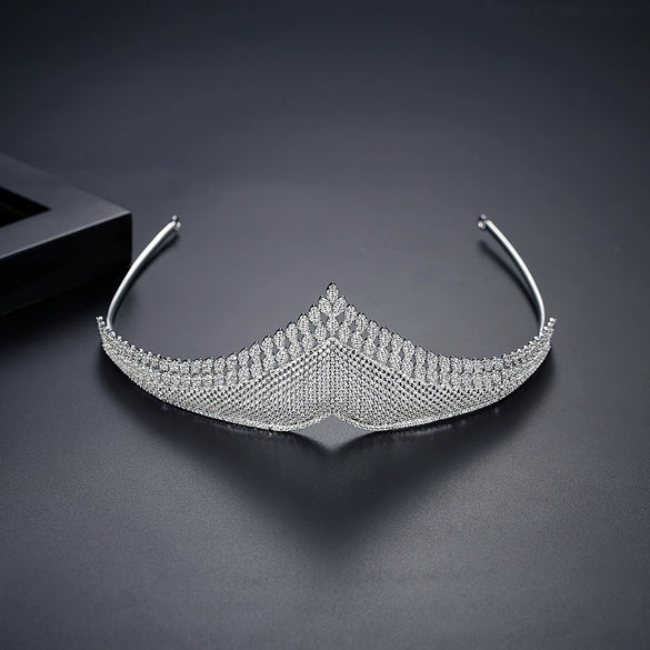 Zircon Bridal Crown Headband Copper Wedding Hair Accessory With Elegant Sparkling Design