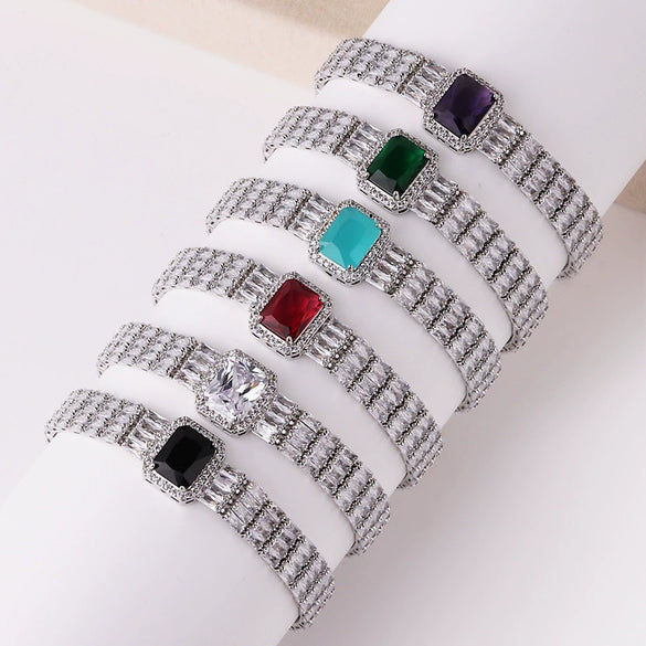 Zircon Diamond Geometric Wide Bracelet Luxury Fashion