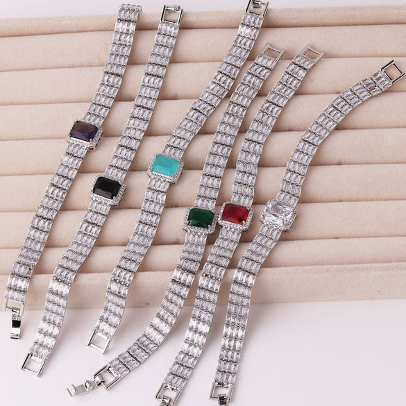 Zircon Diamond Geometric Wide Bracelet Luxury Fashion
