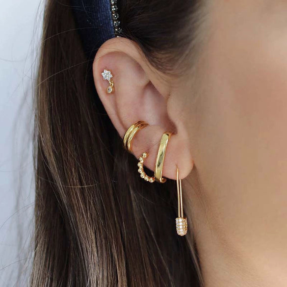 Zircon Ear Clips Geometric Style For Women