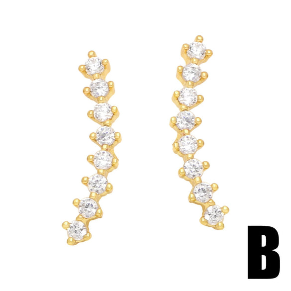 Zircon Earrings Minimalist Geometric Retro Style For Women