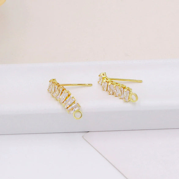 Zircon Earrings 925 Silver Needle Handmade Electroplated Metal Accessories