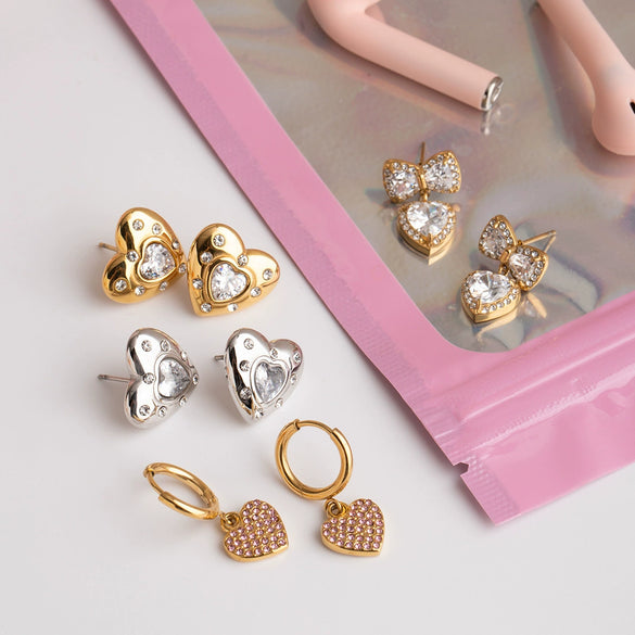 Zircon Earrings Stainless Steel Geometric Electroplating Light Luxury Highend Sense Niche Jewelry