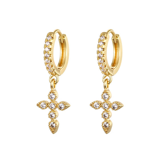 Zircon Earrings With Flower Pattern And Diamondencrusted Design