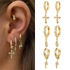 Zircon Earrings With Flower Pattern And Diamondencrusted Design