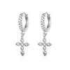 Zircon Earrings With Flower Pattern And Diamondencrusted Design