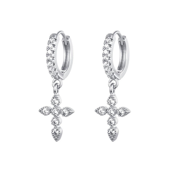 Zircon Earrings With Flower Pattern And Diamondencrusted Design