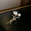 Zircon Flower Letter Brooch Electroplated Light Luxury Women's Suit Accessory
