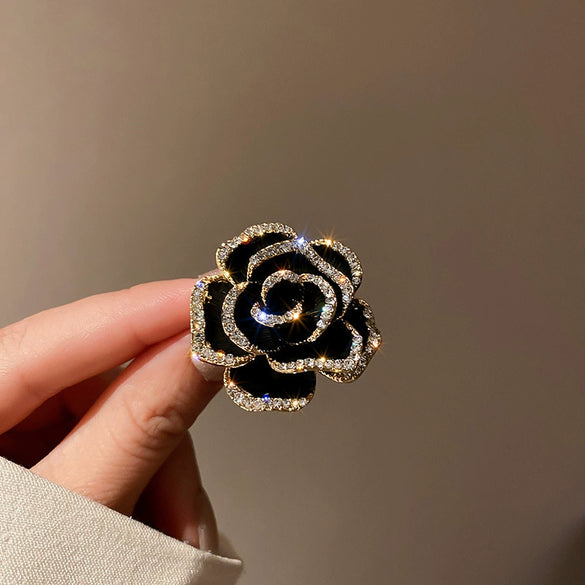 Zircon Flower Letter Brooch Electroplated Light Luxury Women's Suit Accessory