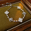 Zircon Flower Rhombus Adjustable Bracelet French Retro Light Luxury Highend Temperament Bracelet