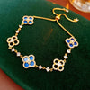 Zircon Flower Rhombus Adjustable Bracelet French Retro Light Luxury Highend Temperament Bracelet