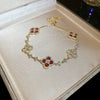 Zircon Flower Rhombus Hollow Handmade Adjustable Light Luxury All Match Elegant Women's Bracelet