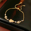 Zircon Flower Rhombus Hollow Handmade Adjustable Light Luxury All Match Elegant Women's Bracelet