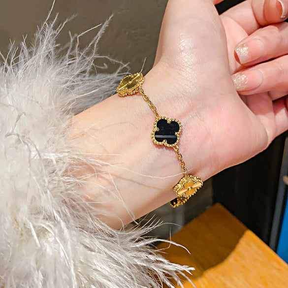 Zircon Flower Rhombus Hollow Handmade Adjustable Light Luxury All Match Elegant Women's Bracelet