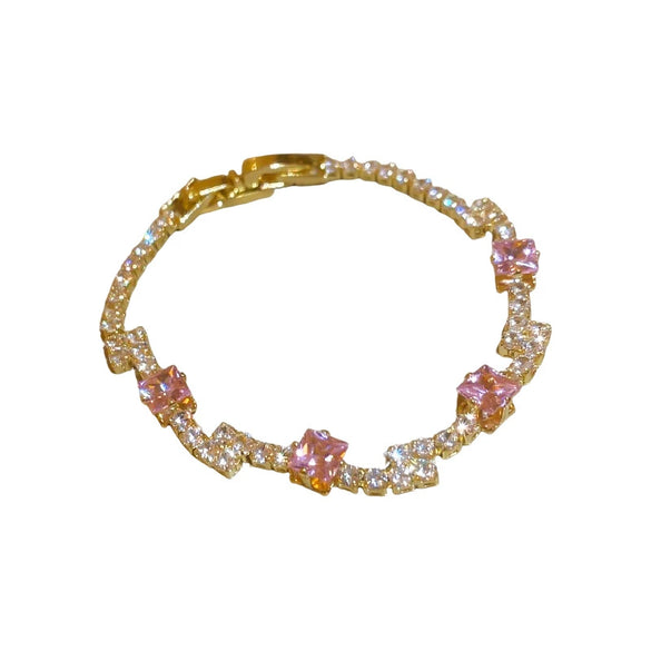 Zircon Geometric Square Claw Inlaid Diamond Bracelet Light Luxury Style