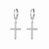 Zircon Heart Cross Earring Diamond Encrusted