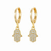 Zircon Heart Cross Earring Diamond Encrusted