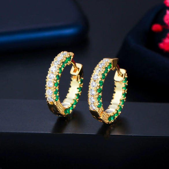 Zircon Inlaid Copper Earrings With Crown Design Simple And Personalized Ear Jewelry