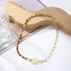 Zircon Necklace Mixed Gem Inlay Electroplating Ochain Geometric Rhombus Simple Style For Women