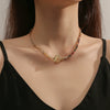 Zircon Necklace Mixed Gem Inlay Electroplating Ochain Geometric Rhombus Simple Style For Women