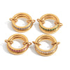 Zircon Ring Stainless Steel Nonfading Geometric Style Electroplated Jewelry For Women