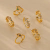 Zircon Shellshaped Open Ring Geometric Style