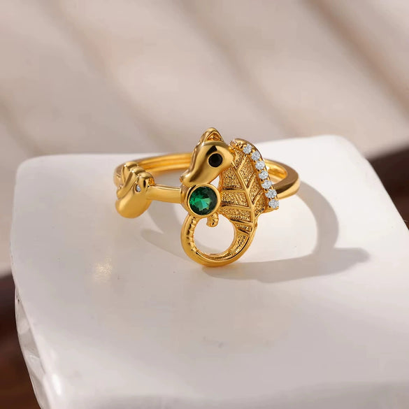 Zircon Shellshaped Open Ring Geometric Style