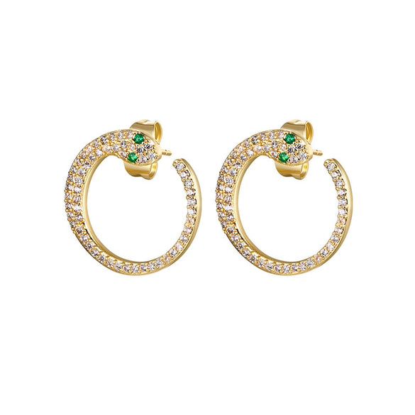 Zircon Snake Earrings With Diamond Encrustment Animals Zodiac Pattern