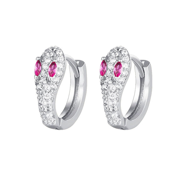 Zircon Snake Earrings With Diamond Encrustment Animals Zodiac Pattern