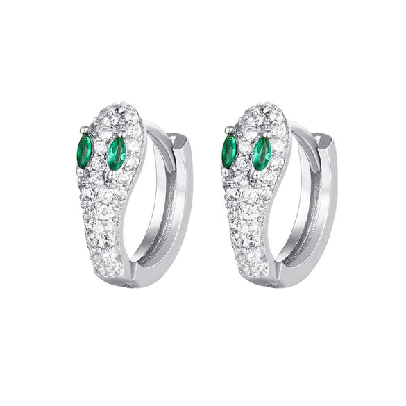 Zircon Snake Earrings With Diamond Encrustment Animals Zodiac Pattern