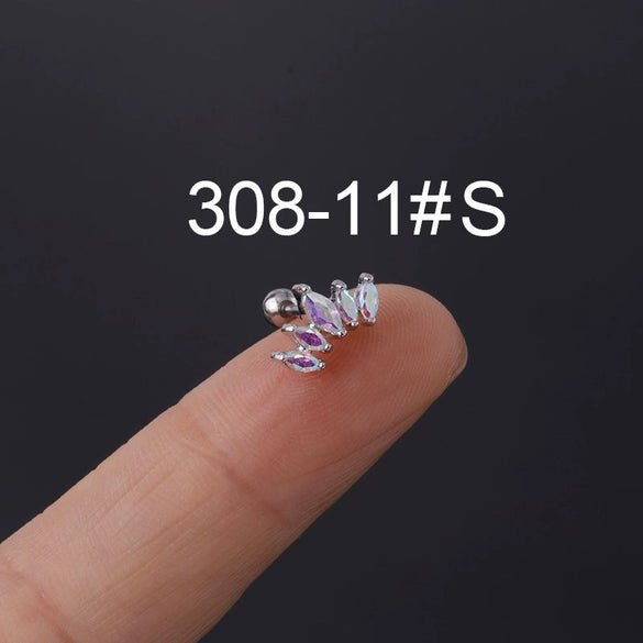 Zircon Stainless Steel Geometric Electroplated Ear Nail Piercing Jewelry