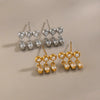 Zircon Water Drop Stud Earrings With Stainless Steel Posts Vacuum Gold Plated Geometric Jewelry For Women