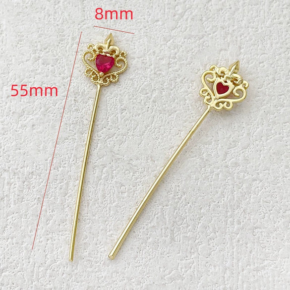 Zirconium Inlaid Copper Plated Gold Baroque Elf Magic Scepter Jewelry Accessories